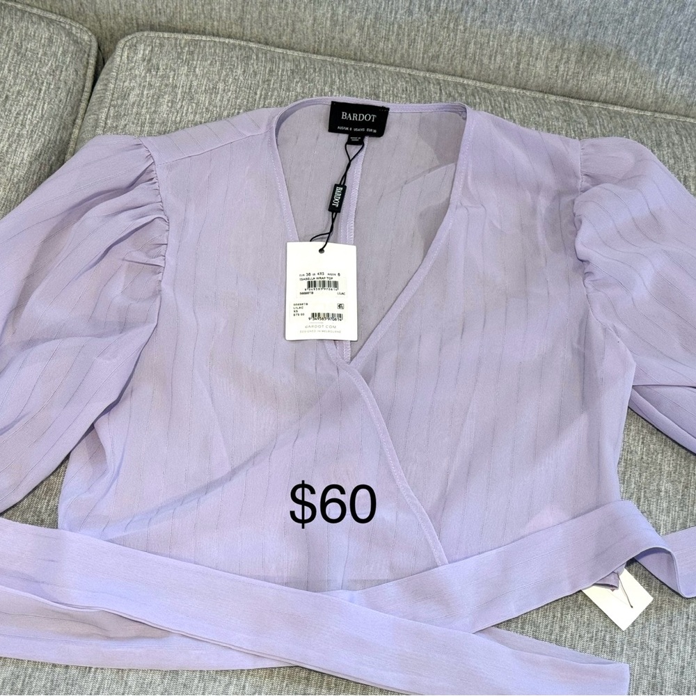 Isabella Cropped Wrap Top In Lilac